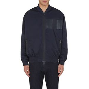 Armani Exchange Heren voorzakken, bombernek-stijl, leren patch jack, marineblazer, extra klein, navy blazer, XS