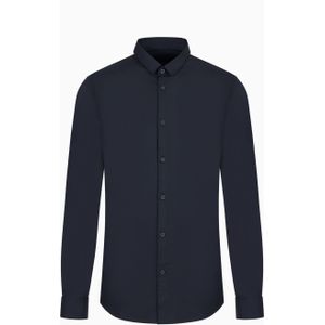 Armani Exchange - Casual Hemd - Blauw - 58% Lyocell 36% Polyamide 6% Elastaan