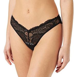 Emporio Armani Dames Dames Eternal Lace Brazilian Brief Thong Panties, zwart, L