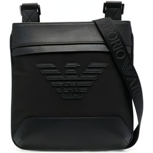 Emporio Armani Eco-schoudertas met adelaar-logo Y4M185 Y216J zwart, Zwart, Medium