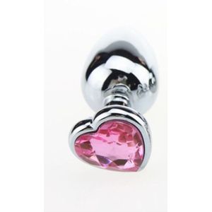 RVS Mini Buttplug met Hartvormige Basis - Roze