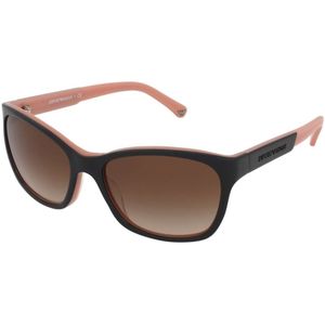 Emporio Armani Zonnebril EA4004-504613-56 rechthoekige zonnebril 56, roze, veelkleurig (Brown 504613), L (fabrikant maat: 56)