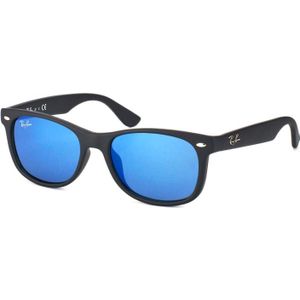 Ray-Ban Junior New Wayfarer Rj9052S 100S55 - vierkant zonnebrillen, kinderen, zwart, spiegelend