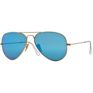 Ray-Ban RB3025 112/4L Aviator Zonnebril - Goud / Blauw Flash - Gepolariseerd - 58mm