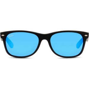 Ray-Ban New Wayfarer Rb2132 622/17 - vierkant zonnebrillen, unisex, zwart, spiegelend