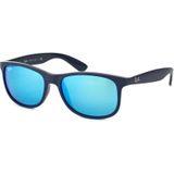 Ray-Ban Andy Zonnebril, uniseks, Blauw (Shiny Blue On Matte Top), L (Fabrikant Maat 55)