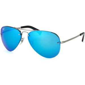 Ray-Ban Uniseks zonnebril, Grijs (frame: gunmetal, glazen: blauw gespiegeld 004/55), L
