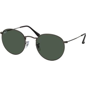 Ray-Ban Round Metal Unisex Zonnebril - Staalgrijs / Groen