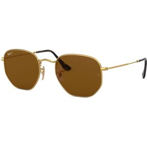 Ray-Ban, Hexagonale Metalen Gepolariseerde Zonnebril Geel, unisex, Maat:51 MM