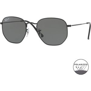 Ray-Ban Hexagonal Rb3548N 002/58 - vierkant zonnebrillen, unisex, zwart, polariserend