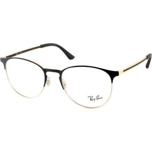 Ray-Ban RX6375 Unisex-Brille inkl. Gläser Vollrand Panto Metall-Gestell 51mm/18mm/145mm, schwarz