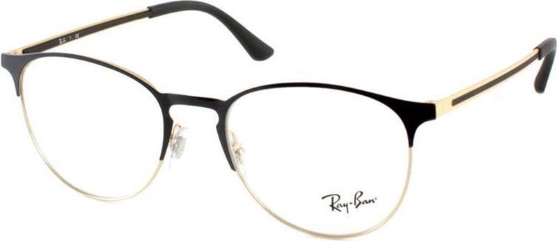 Ray-Ban RX6375 Unisex-Brille inkl. Gläser Vollrand Panto Metall-Gestell 51mm/18mm/145mm, schwarz