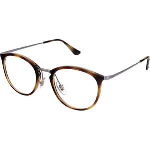 Ray-Ban RB 7140 Unisex-Brille inkl. Gläser Vollrand Panto Kunststoff-Gestell 49mm/20mm/150mm, braun