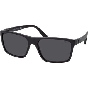 Polo Ralph Lauren Rectangle Heren Mat Zwart Donkergrijs Zonnebril | Sunglasses