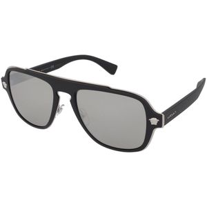 Versace Zonnebril VE2199 10006G Mat Zwart Donkergrijs Zilveren Spiegel | Sunglasses