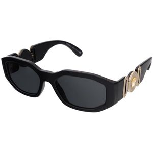 Versace Biggie Ve4361-Gb1/87 Zwarte zonnebril , Black , Heren , Maat: 53 MM