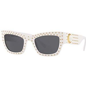Versace Rechthoekige zonnebril met sterke uitstraling , White , unisex , Maat: 52 MM