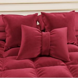 PETTI Artigiani Italiani - Set van 2 fluwelen bankkussens, meubelkussens voor bank en bed, afneembare overtrek met ritssluiting, bordeaux, 60 x 60 cm, 100% Made in Italy