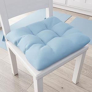 PETTI Artigiani Italiani - Kussens voor keukenstoel, set van 6 kussens voor keukenstoelen, keukenstoelhoezen van katoen met veters, lichtblauw, 100% Made in Italy