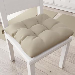 PETTI Artigiani Italiani - Kussens voor keukenstoel, set van 6 kussens voor keukenstoelen, keukenstoelhoezen van katoen met veters, taupe, 100% Made in Italy