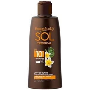 Bottega Verde - Tropische SOL - Lichaamsmelk - Gouden en gelijkmatige bruining - Met Monoï en vanille-extract (200 ml) - Lage bescherming SPF10