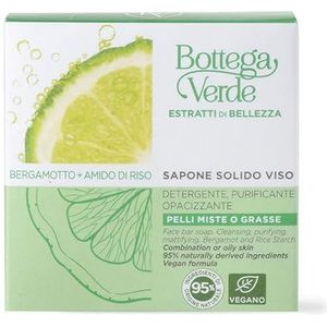 Bottega Verde - Schoonheidsextracten, vaste gezichtszeep, 75 g, met bergamot en rijstzetmeel, reinigend, verzachtend, voor gemengde of vette huid