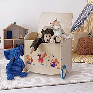 Dida - Kinderzitbank met dieren-muzikanten is een opbergdoos met veel opbergruimte voor speelgoed - een speelgoedkist met wielen + deksel als zitbank