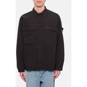 Stone Island - Zwarte Stretch Katoenen Overshirt - Heren