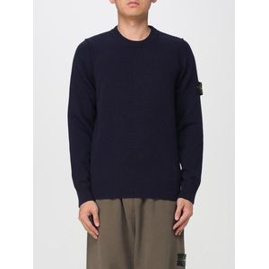 Stone Island - Logo Sweater - Heren - Blauw - Wol - Trui met Logo