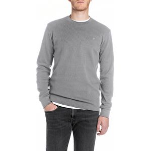 REPLAY - Longsleeve - Grijs - Regular Fit - 100% Katoen
