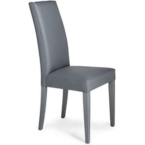 Oresteluchetta Set van 2 stoelen Iowa Grey, PU-leer, grijs, H.100 L.46 P.45, 2 stuks