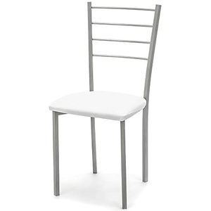 Oresteluchetta Set van 4 stoelen Vivian Evo stoel, kunstleer, wit, grijs, H 88 x B 40 x D 40, 4 stuks