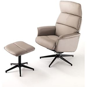 Oresteluchetta Draaibare comfortabele stoel met kruk NORY Taupe kantoor, kunstleer, H.106/112 x L.75 x T.70/115
