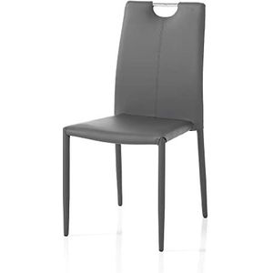 Oresteluchetta Set van 4 stoelen Presley Grey stoel, kunstleer, grijs, H.91 x B44 x D.51, 4 stuks