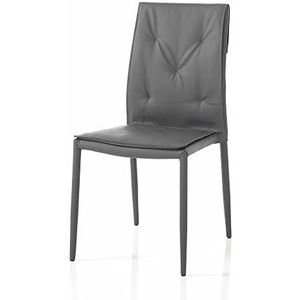 Oresteluchetta Set van 4 stoelen Tory Grey stoel, kunstleer, grijs, H.91 x B44 x D.51, 4 stuks