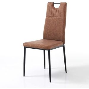 Oresteluchetta Set van 4 stoelen Kerry Dark Brown stoel, kunstleer, bruin verouderd, H.97 L.44 P.50, 4 stuks