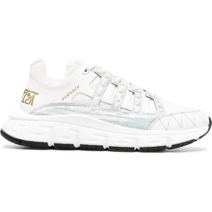 Versace Trigreca Sneakers - Stof - Wit , White , Heren , Maat: 42 EU