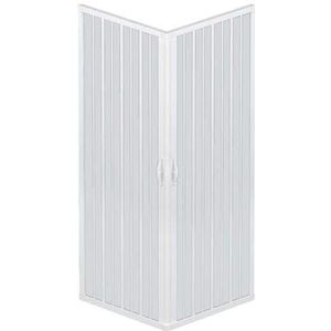 Douchecabine met vouwdeuren, vrijstaand, 70 x 70 cm, hoek, verkleinbaar, kleur wit pastel