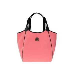 Moncler, Tassen, Dames, Roze, ONE Size, Roze Logo-Patch Tote Bag