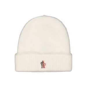 Moncler Alpaca Ribbed Edge Reversible Beanie , White , Dames , Maat: ONE Size
