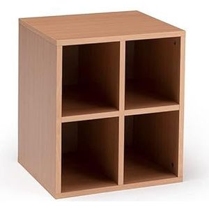 Cubotto Jolly Boekenkast in beukenafwerking, kubus, boekenkast, opbergrek, entree, woonkamer, slaapkamer, lengte 48 x breedte 35,5 x hoogte 48 cm, Made in Italy