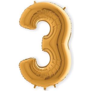 Folie ballon cijfer '3' goud (100cm)