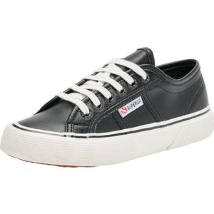 SUPERGA 2490 Veganistisch imitatieleer, veterschoenen voor volwassenen, zwart-wit ivoor, 36 EU, Zwart Wit Ivoor