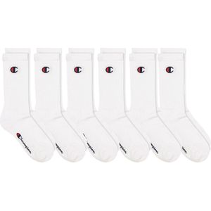 CHAMPION - Hoge Kousen - Set van 6 Paar - Wit/Zwart/Mêleegrijs - 70% Katoen