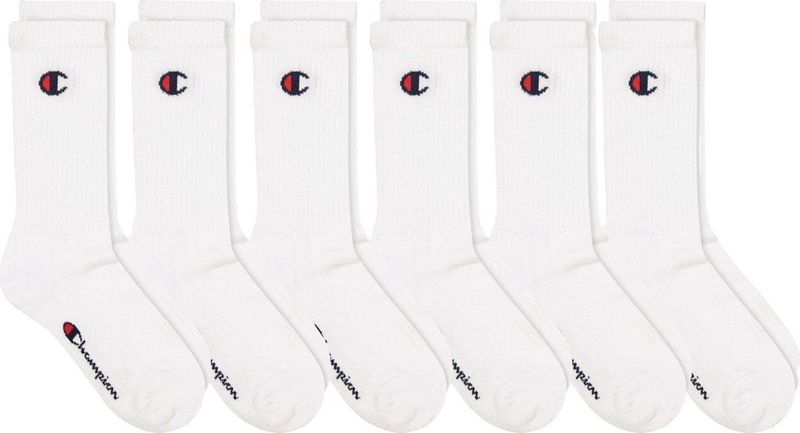 CHAMPION - Hoge Kousen - Set van 6 Paar - Wit/Zwart/Mêleegrijs - 70% Katoen
