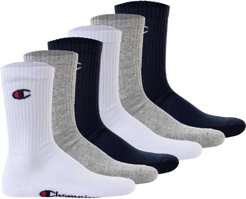 Champion - Kousen - Zwart/Grijs/Wit - Katoen - Set van 6 Paar