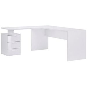 Hoekbureau Selda 160/180x75 cm-hoogglans wit