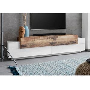 tv-meubel Porro | 200 x 45 x 51,5 cm | High Gloss White & Maple Pereira-design