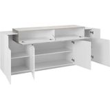 INOSIGN Sideboard Coro, Kommode, Schrank, Kredenz, grifflos mit Einlegeböden, 1 klappe,4 Türen, Doppeltiefe, B/T/H 200x45x85,6cm