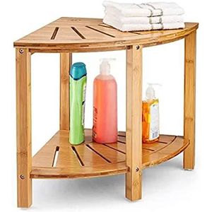 BAKAJI Hoekkruk van hout, multifunctionele hoektafel met dubbele plank, handdoekhouder modern design, salontafel 40 x 40 x 43 cm, natuurlijke kleur